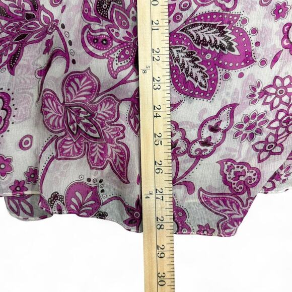 Vintage Silkland Tunic Top 1X 100% Silk Y2K Beaded Boho Tunic Pink Floral Sheer - Picture 8 of 8